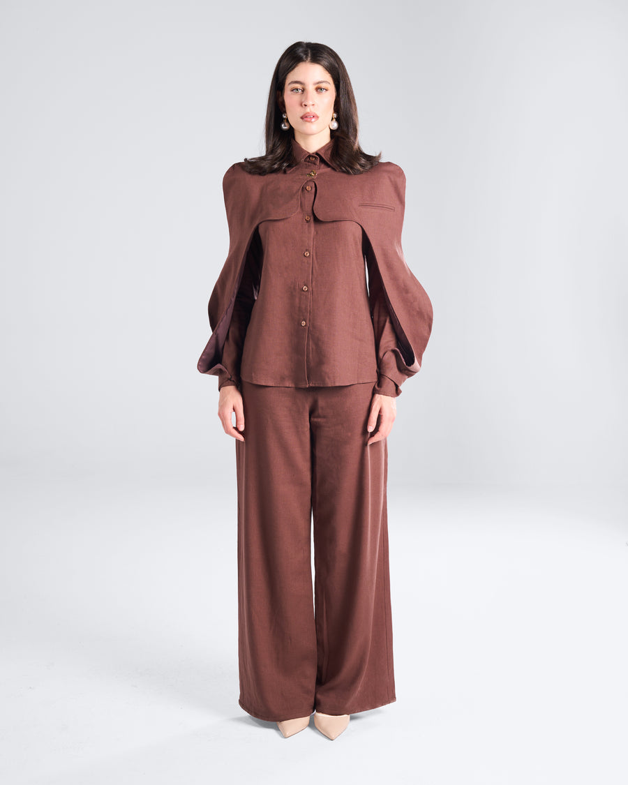 Brown Waved Maxi Jazer Set