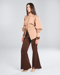 Beige Collar Poplin Shirt