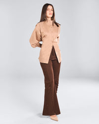 Beige Collar Poplin Shirt