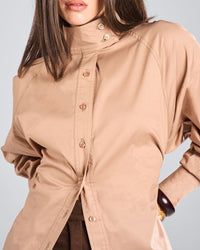 Beige Collar Poplin Shirt