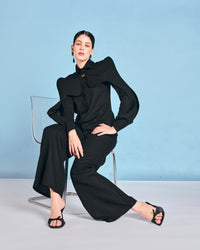 Black Waved Jazer Maxi Set
