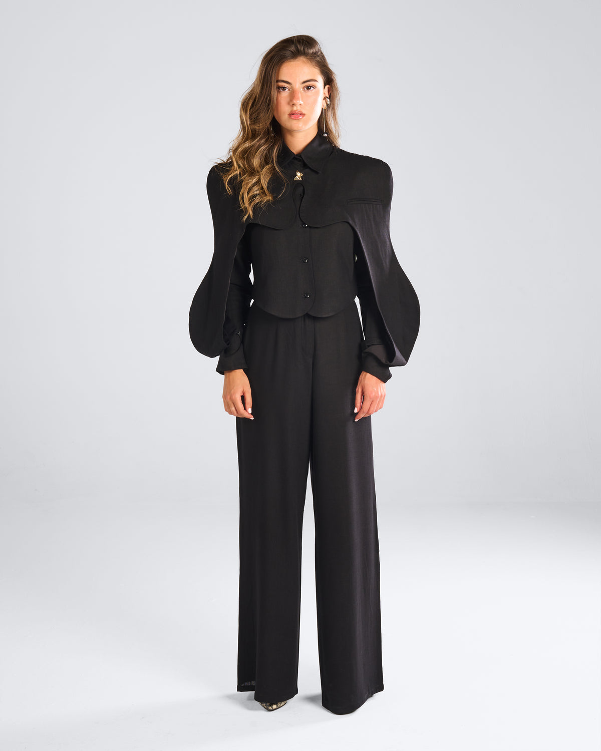 Black Waved Jazer Set