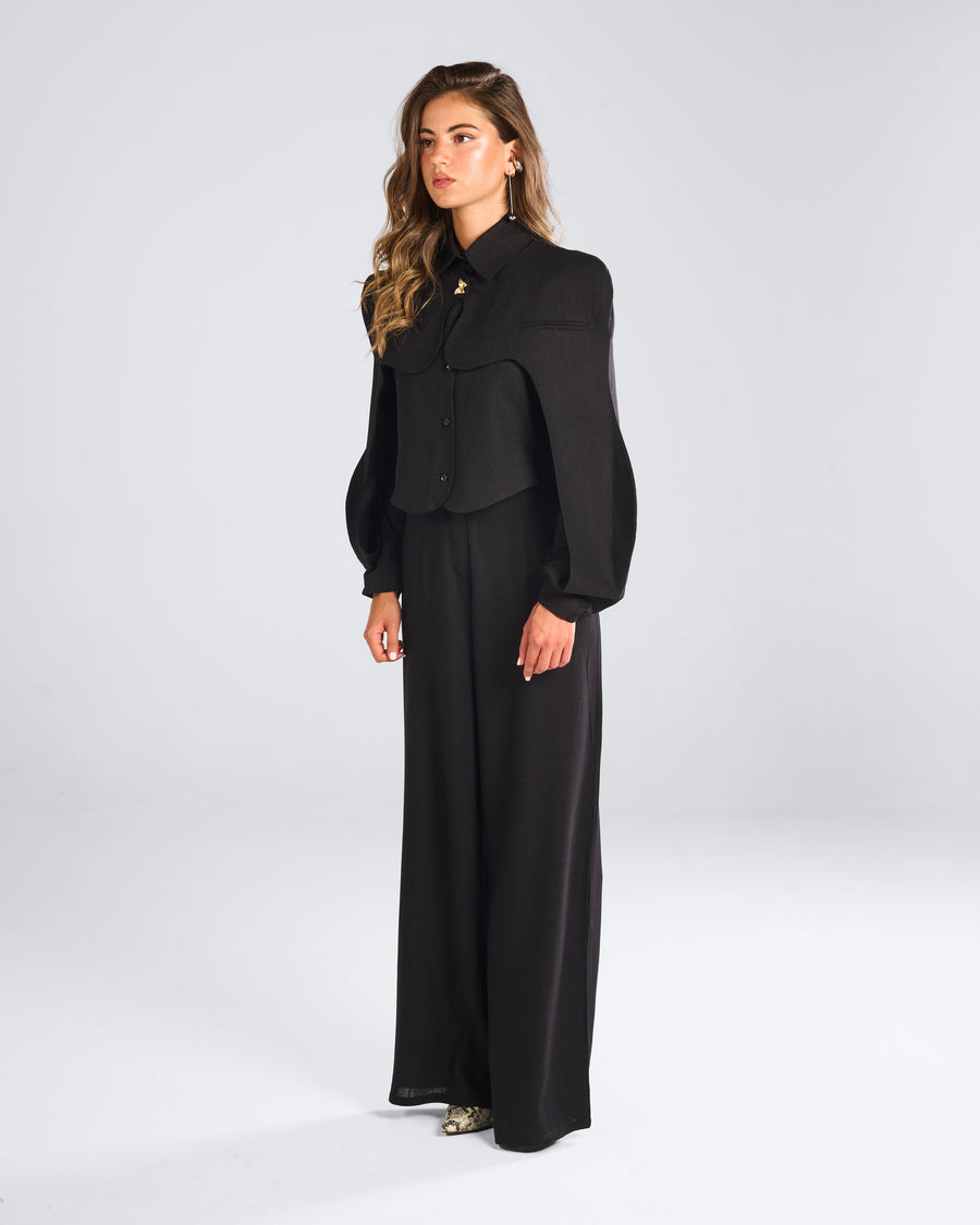 Black Waved Jazer Set