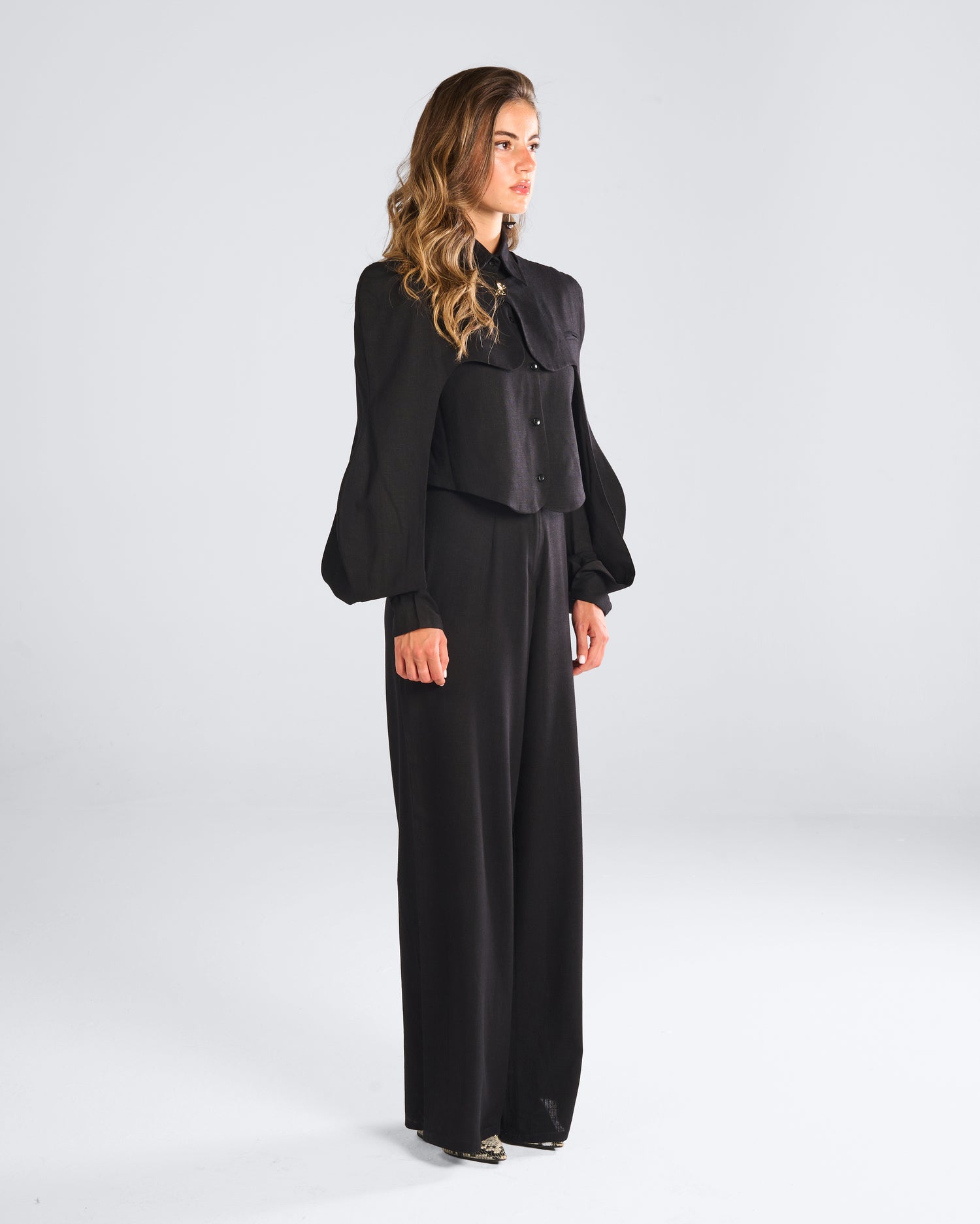Black Waved Jazer Set
