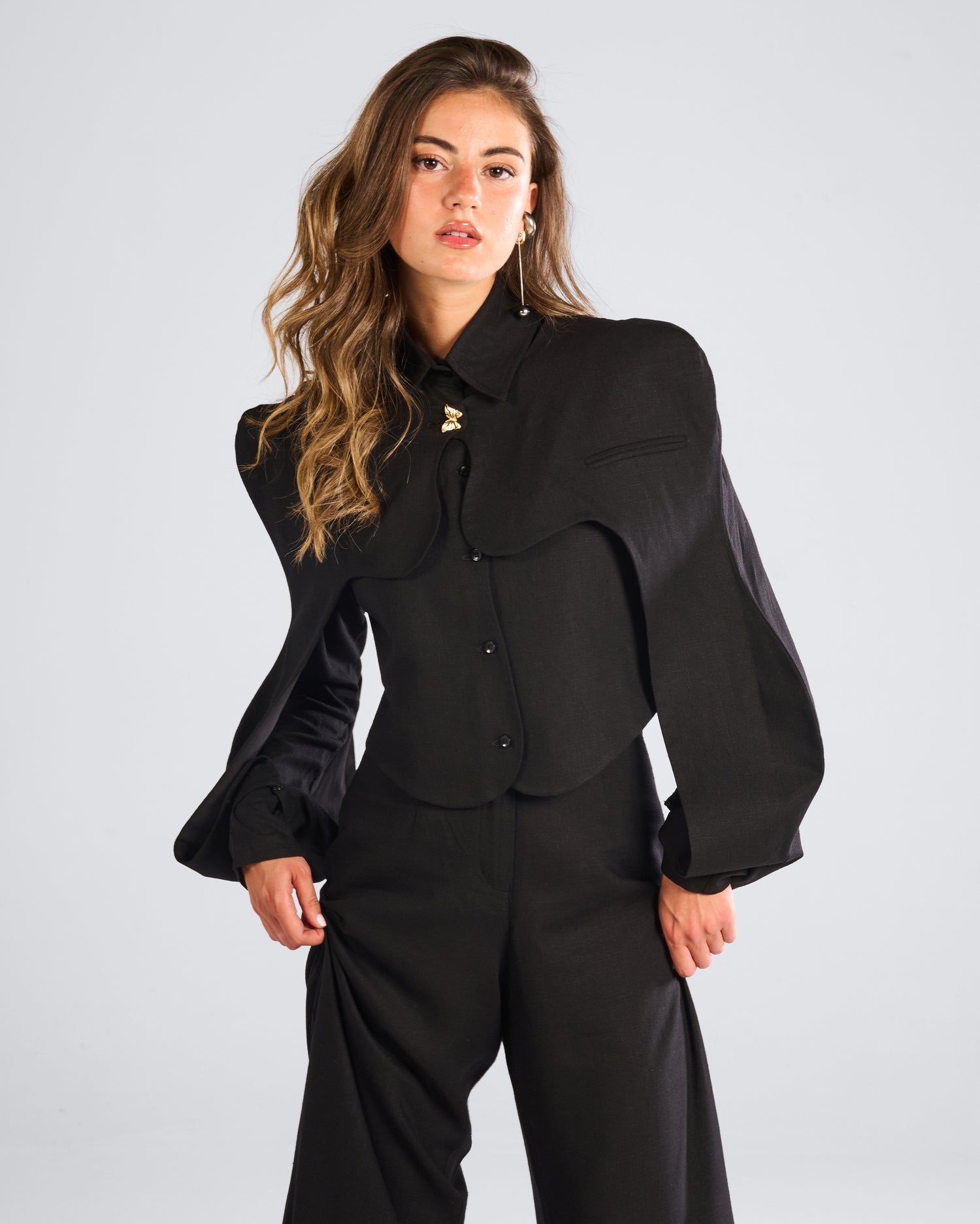 Black Waved Jazer Set