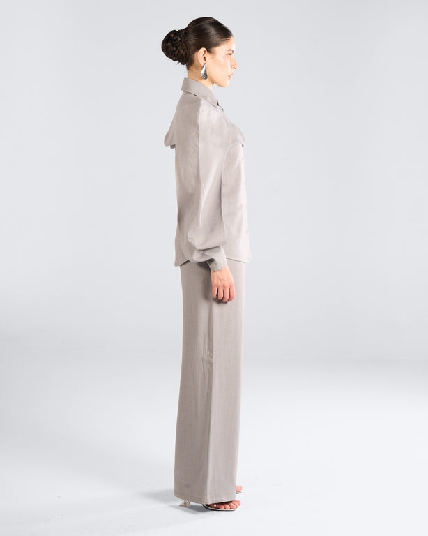 Grey Waved Jazer Maxi Set