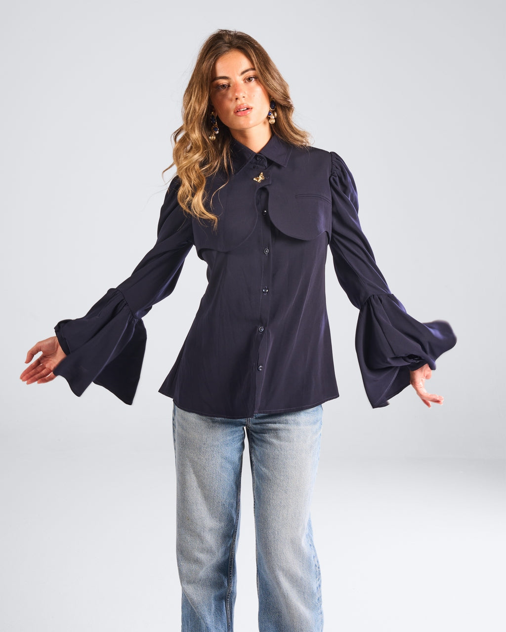 Navy Ruffles Butterfly Chemise
