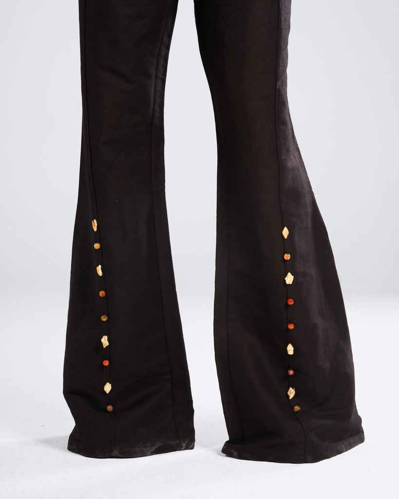 Black Jewel Flared Pants