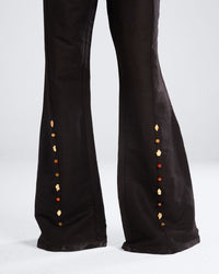 Black Jewel Linen Flared Pants