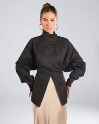 Black collar poplin shirt