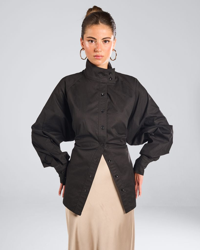 Black collar poplin shirt